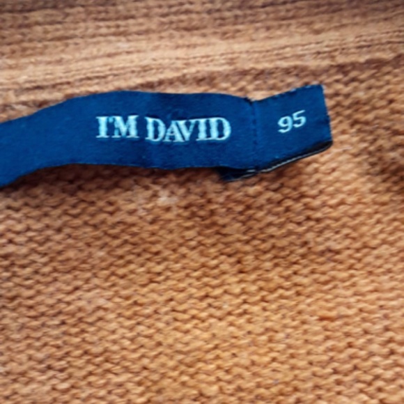 I'm David Mustard Blue White Striped Grandpa Cardigan Sweater With Pockets Prep - Picture 4 of 5